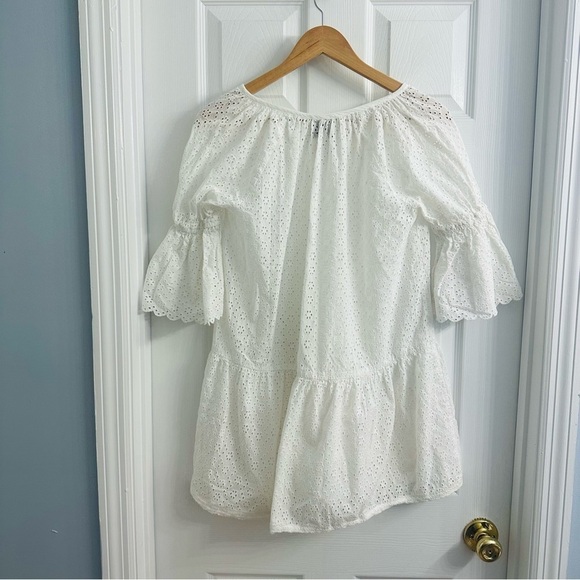Playa Lucila Coverup Dress Mini White Beach Swimsuit Dainty Eyelet Cotton Small - Picture 5 of 8